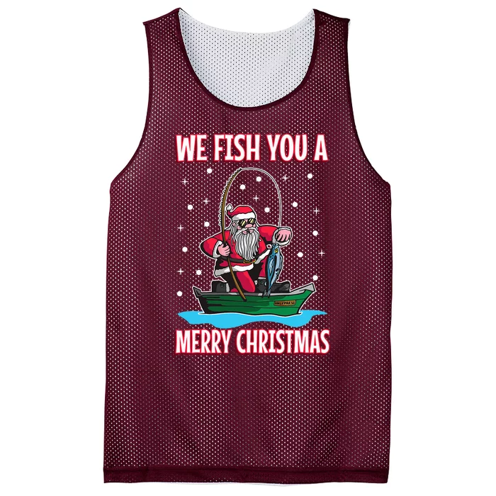 Christmas Costume Fisherman Fishing Funny Cool Santa Claus Mesh Reversible Basketball Jersey Tank