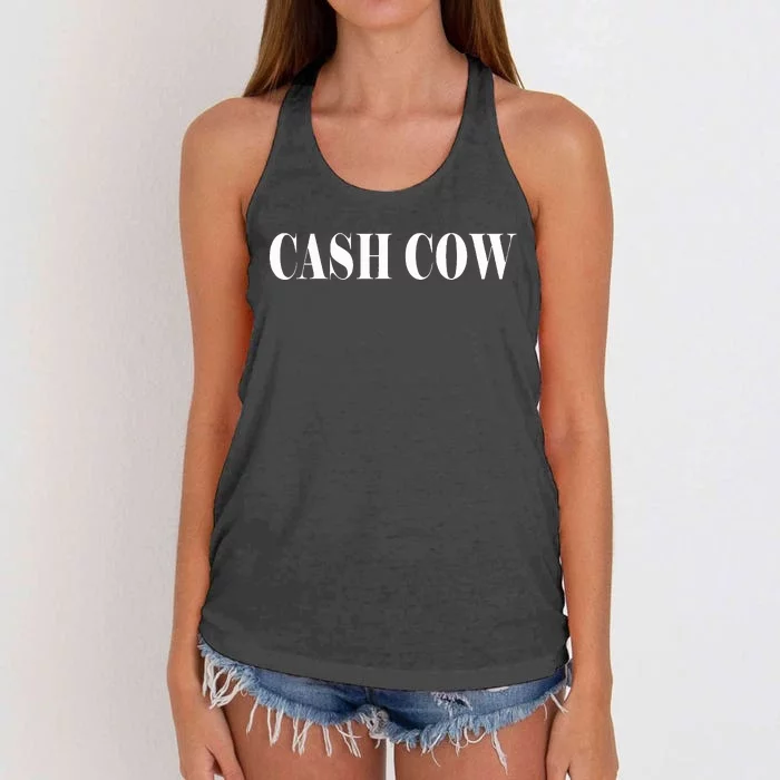 Cash Cow funny saying Women's Knotted Racerback Tank