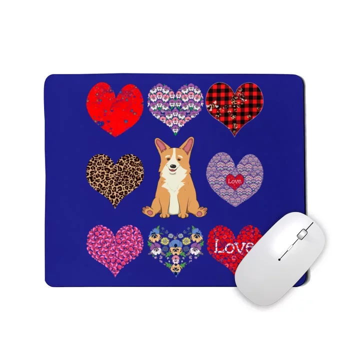 Cute Corgi Funny Dog Mom Hearts Pattern Valentines Day Gift Mousepad