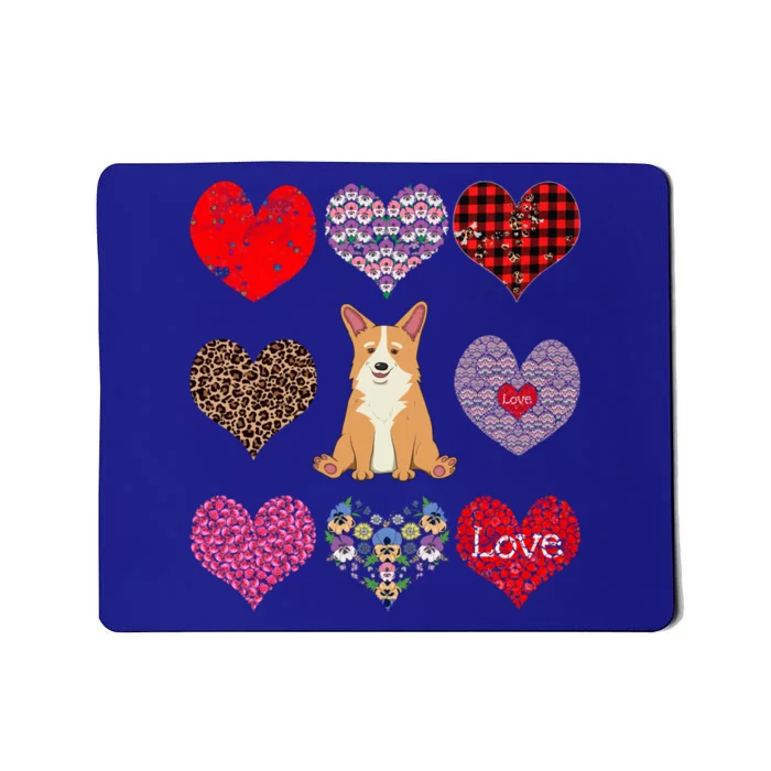 Cute Corgi Funny Dog Mom Hearts Pattern Valentines Day Gift Mousepad