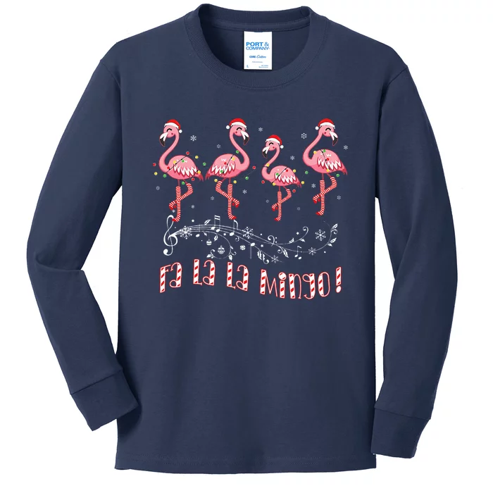 Candy Cane Flamingoes Fa La La Mingo Flamingo Christmas Kids Long Sleeve Shirt