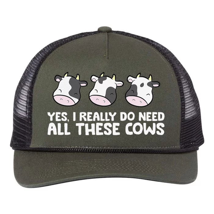 Cattle Cow Farmer Yes I Really Do Need All These Cows Retro Rope Trucker Hat Cap