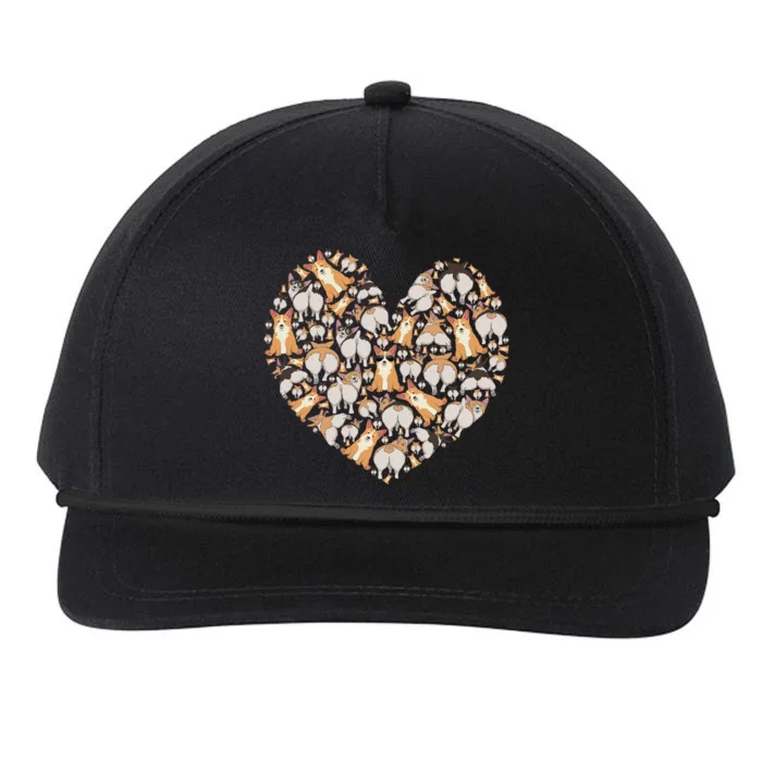 Cute Corgis Funny Dog Mom Corgi Lover Heart Valentines Day Gift Snapback Five-Panel Rope Hat