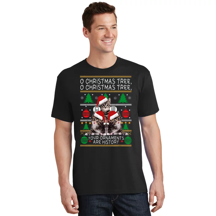 Cats Christmas Funny Ornaments Pajama Family Gift T-Shirt