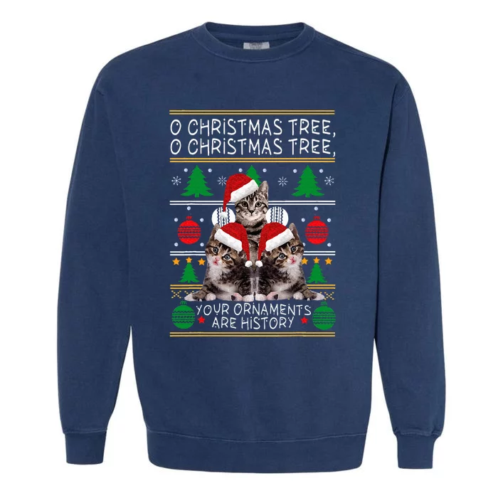 Cats Christmas Funny Ornaments Pajama Family Gift Garment-Dyed Sweatshirt