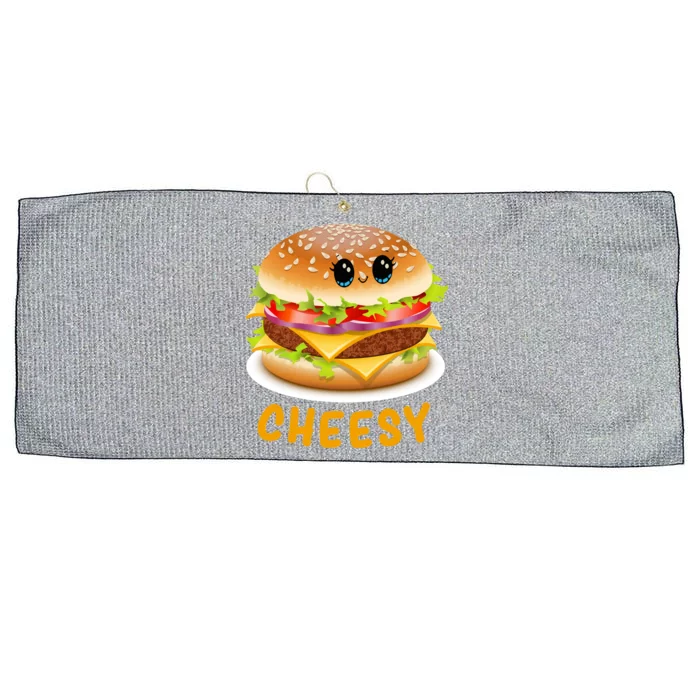 Cheesy Cute Funny Cheese Burger Food Pun Tee Gift Large Microfiber Waffle Golf Towel