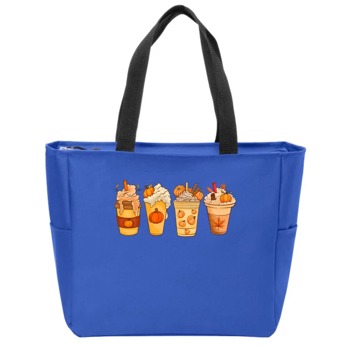 Coffee Cute Fall Spooky Thanksgiving Halloween Pumpkin Gift Zip Tote Bag