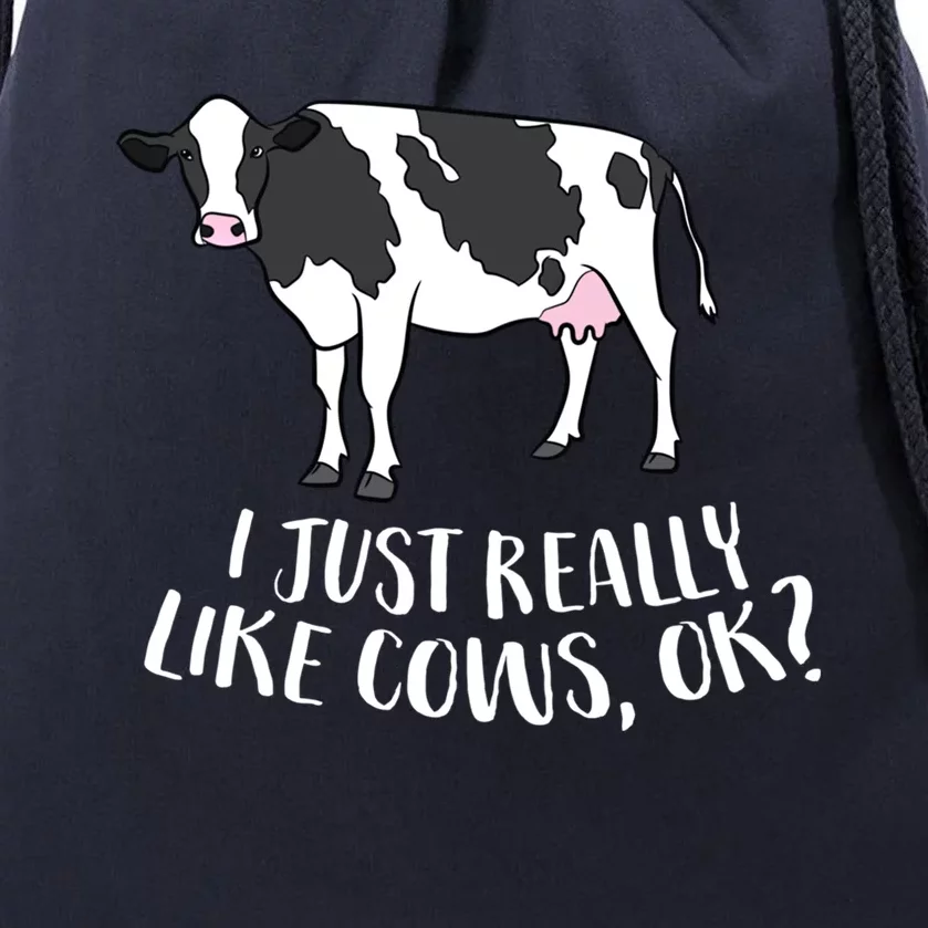 Cattle Cow Farmer Gift I Just Really Like Cows Ok? Gift Drawstring Bag