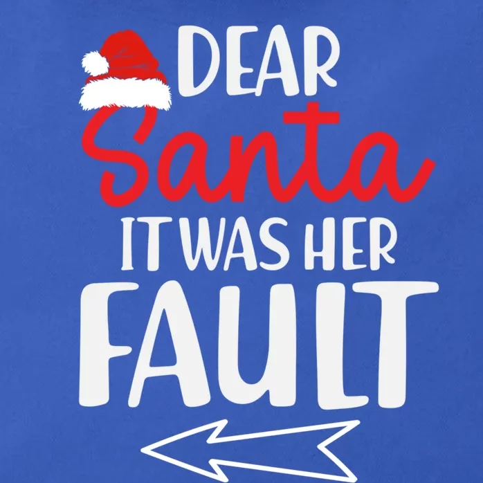 Christmas Couples Funny Dear Santa It Was Her Fault Gift Zip Tote Bag