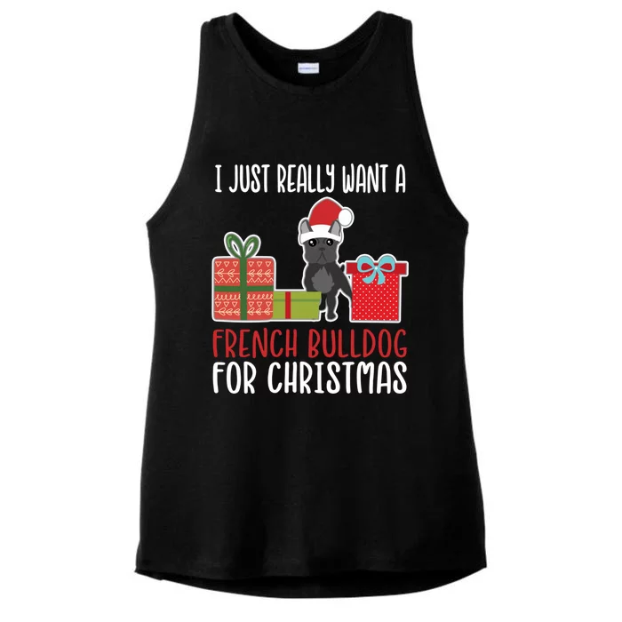 Cute Christmas Frenchie Owner I Want A French Bulldog Gift Ladies Tri-Blend Wicking Tank