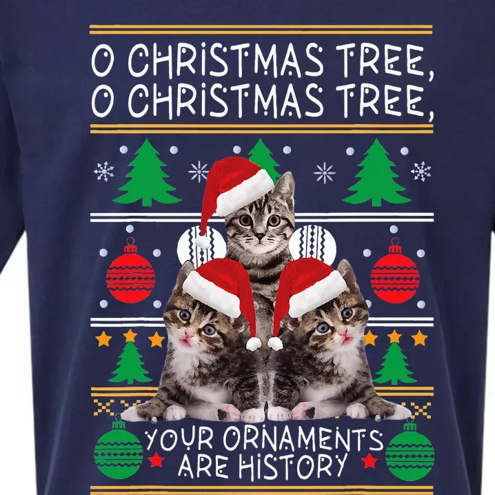 Cats Christmas Funny Ornaments Pajama Family Gift Sueded Cloud Jersey T-Shirt