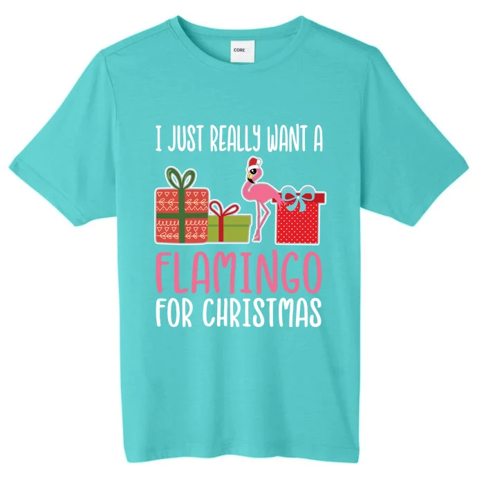 Cute Christmas Flamingo I Want A Flamingo Gift ChromaSoft Performance T-Shirt