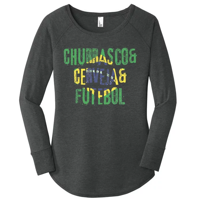 Churrasco & Cerveja & Futebol Brazil Brazilian Women's Perfect Tri Tunic Long Sleeve Shirt