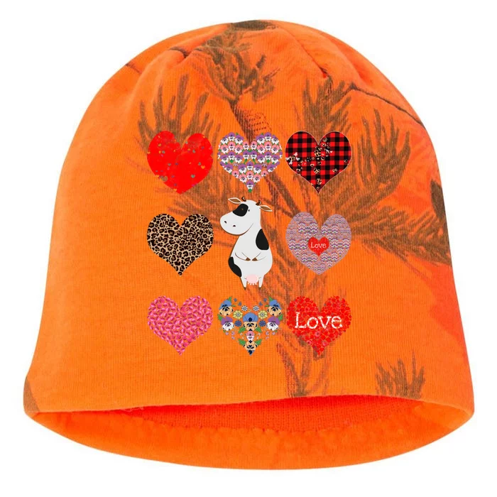 Cute Cow Funny Cow Lover Retro Hearts Pattern Valentines Day Funny Gift Kati - Camo Knit Beanie