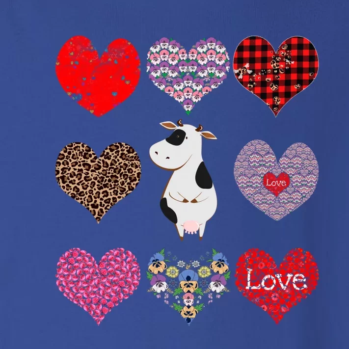 Cute Cow Funny Cow Lover Retro Hearts Pattern Valentines Day Funny Gift Toddler Long Sleeve Shirt