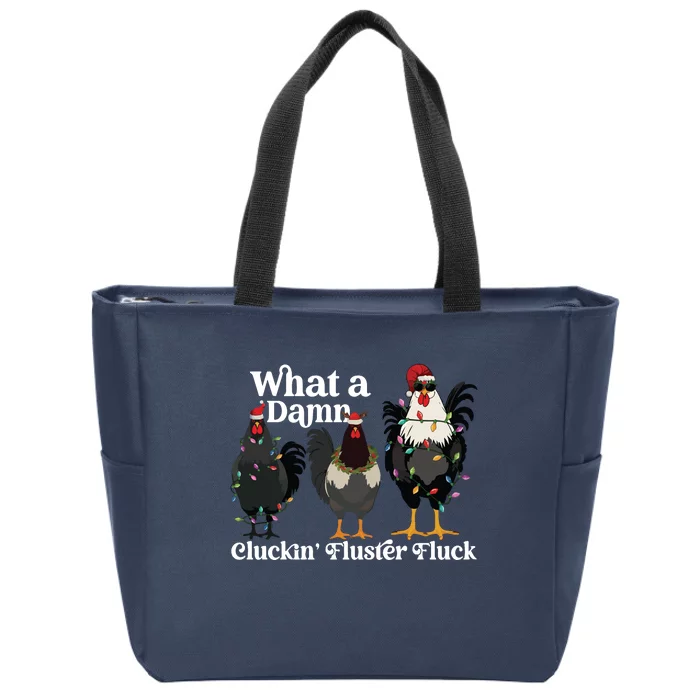 Christmas Chicken Funny Zip Tote Bag