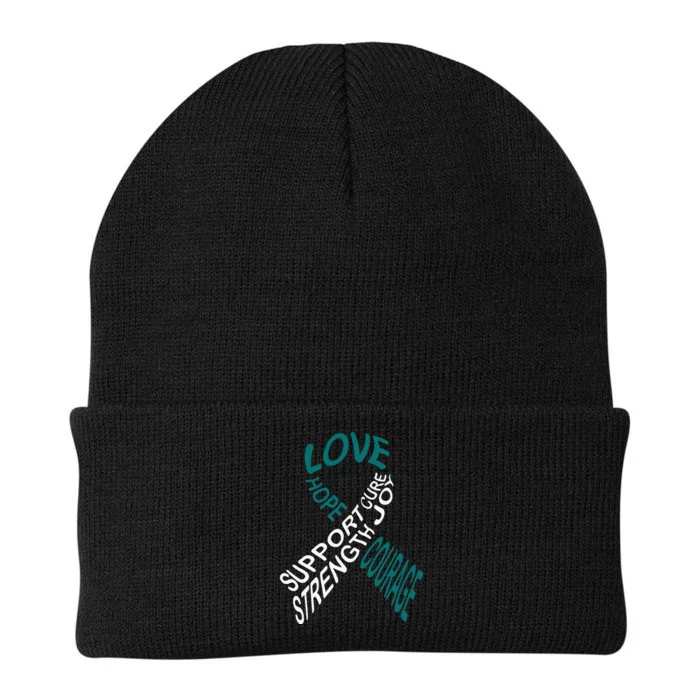 Cervical Cancer Fight Cancer Ribbon Knit Cap Winter Beanie