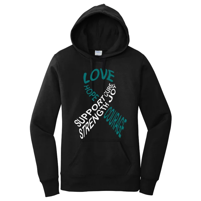 Cervical Cancer Fight Cancer Ribbon Women's Pullover Hoodie