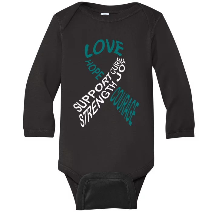 Cervical Cancer Fight Cancer Ribbon Baby Long Sleeve Bodysuit