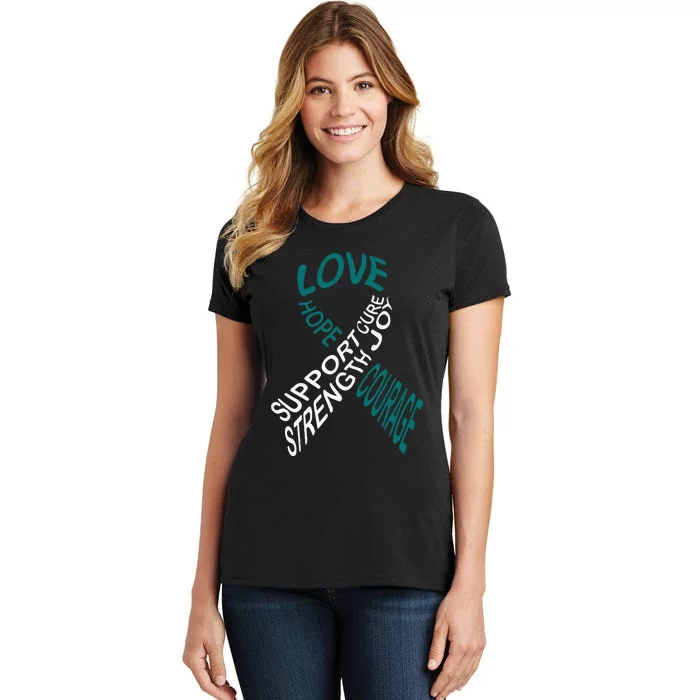 Cervical Cancer Fight Cancer Ribbon Women's T-Shirt