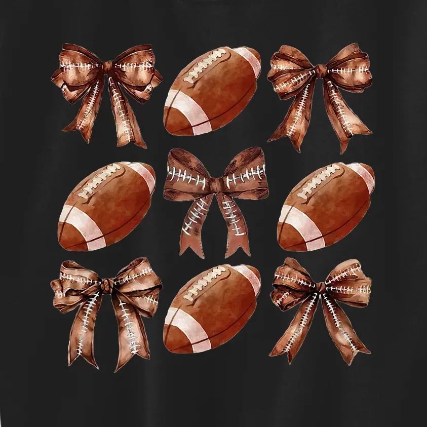 Cheer Coquette Football Bow Football Kids Sweatshirt