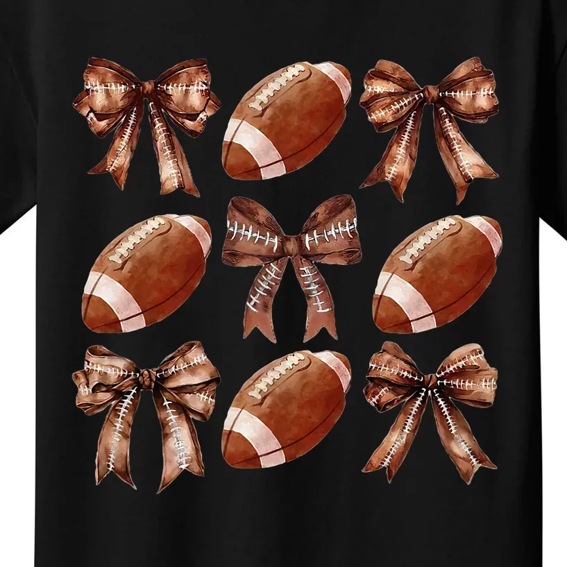 Cheer Coquette Football Bow Football Kids T-Shirt