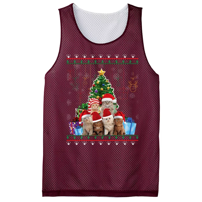 Cat Christmas Funny Ugly Merry Mesh Reversible Basketball Jersey Tank