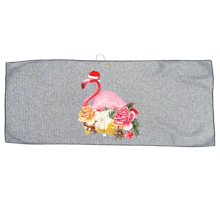 Cute Christmas Flamingo Santa Hat Large Microfiber Waffle Golf Towel