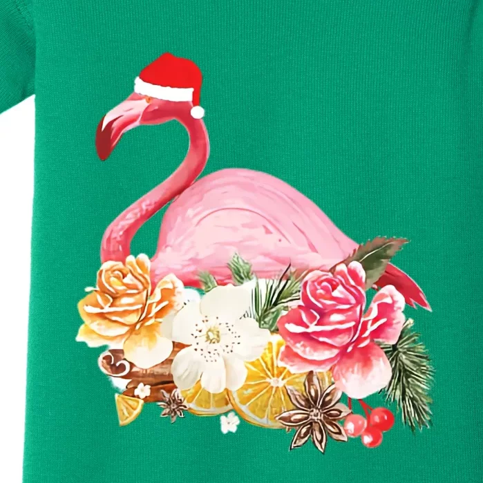 Cute Christmas Flamingo Santa Hat Baby Bodysuit