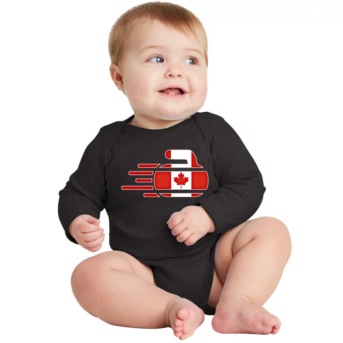 Canada Curling Fans Jersey Canadian Curlers Winter Sports Gift Baby Long Sleeve Bodysuit