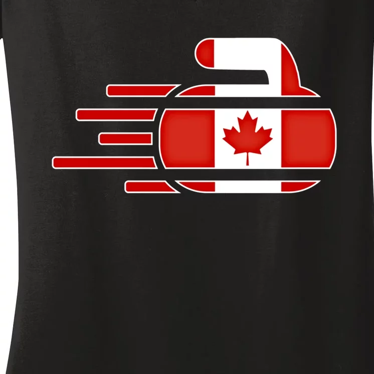 Canada Curling Fans Jersey Canadian Curlers Winter Sports Gift Women's V-Neck T-Shirt