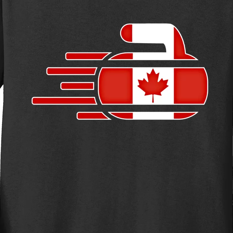 Canada Curling Fans Jersey Canadian Curlers Winter Sports Gift Kids Long Sleeve Shirt