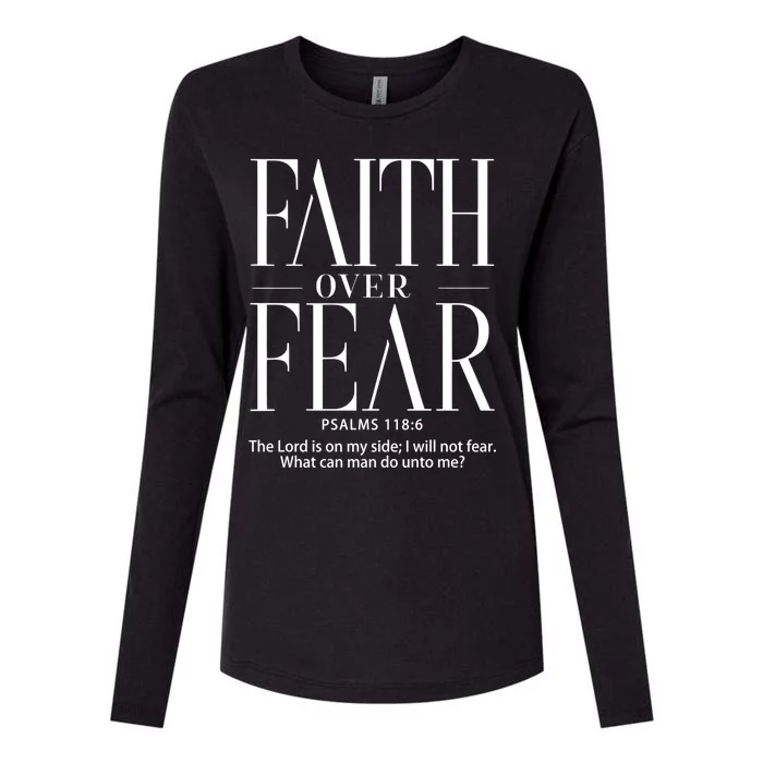 Christian Christianity Faith Over Fear Womens Cotton Relaxed Long Sleeve T-Shirt