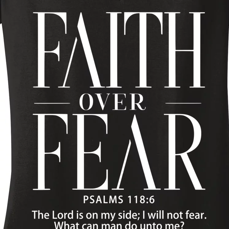 Christian Christianity Faith Over Fear Women's V-Neck T-Shirt