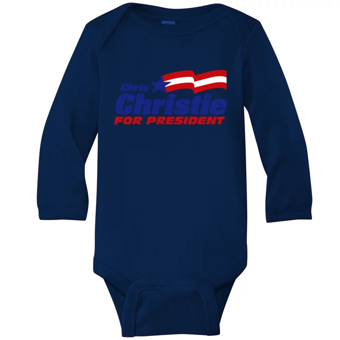 Chris Christie For President 2024 Election Baby Long Sleeve Bodysuit