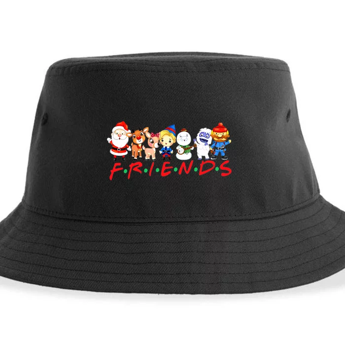 Cute Christmas Friends Santa Rudolph Snowman Family Xmas Sustainable Bucket Hat