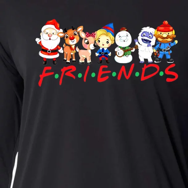 Cute Christmas Friends Santa Rudolph Snowman Family Xmas Cooling Performance Long Sleeve Crew