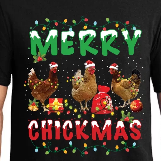 Chicken Christmas Fairy Lights Merry Xmas Chicken Gift Pajama Set