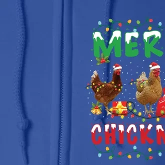 Chicken Christmas Fairy Lights Merry Xmas Chicken Gift Full Zip Hoodie