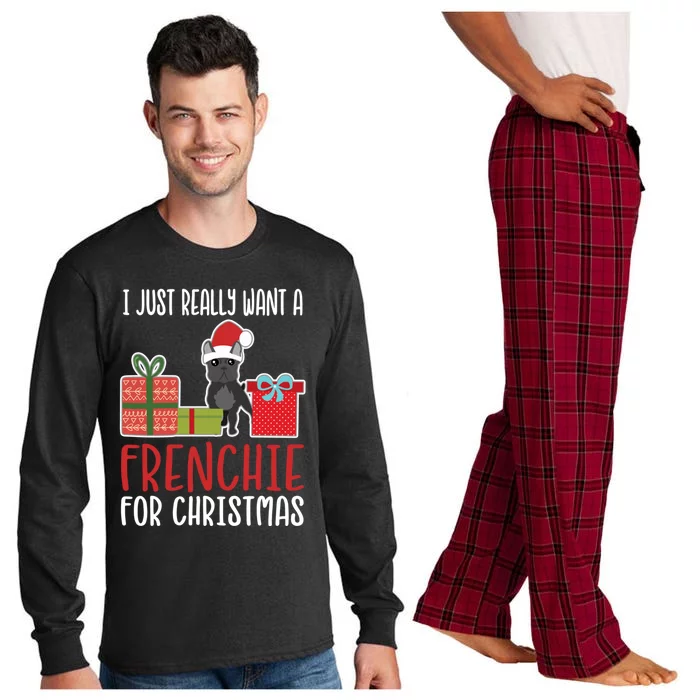 Cute Christmas French Bulldog Owner I Want A Frenchie Gift Long Sleeve Pajama Set