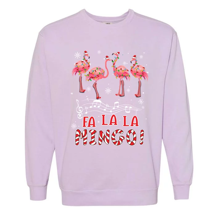 Candy Cane Flamingoes Fa La La Mingo Flamingo Christmas Great Gift Garment-Dyed Sweatshirt