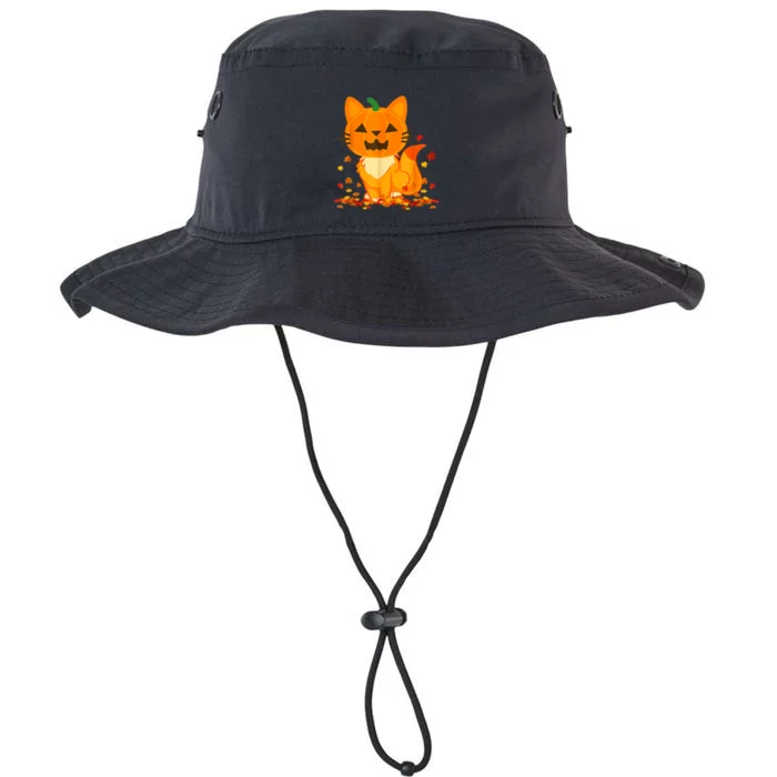 Cute Cat Face Jack O Lantern Pumpkin Halloween Autumn Fall Legacy Cool Fit Booney Bucket Hat