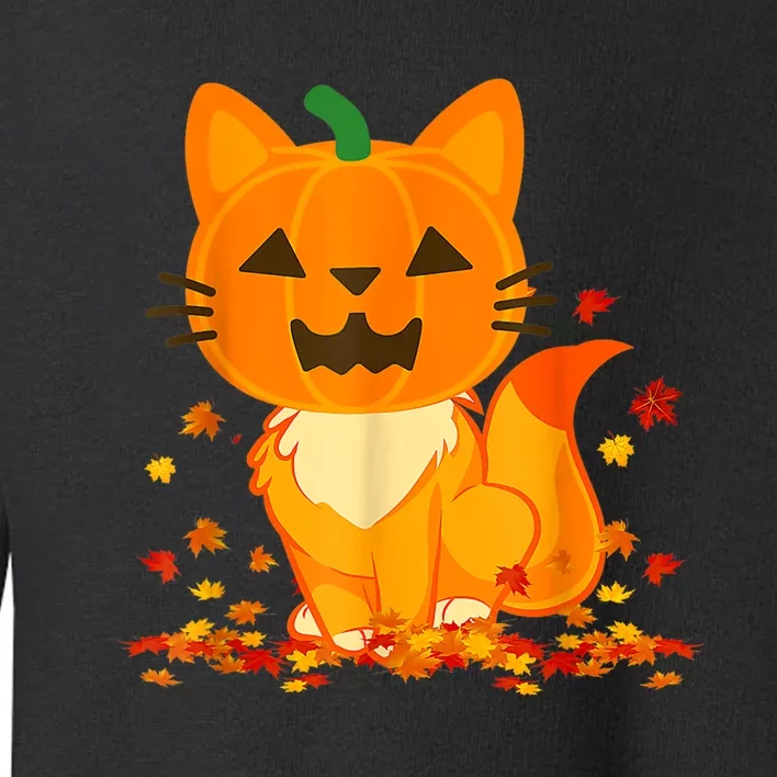 Cute Cat Face Jack O Lantern Pumpkin Halloween Autumn Fall Toddler Sweatshirt