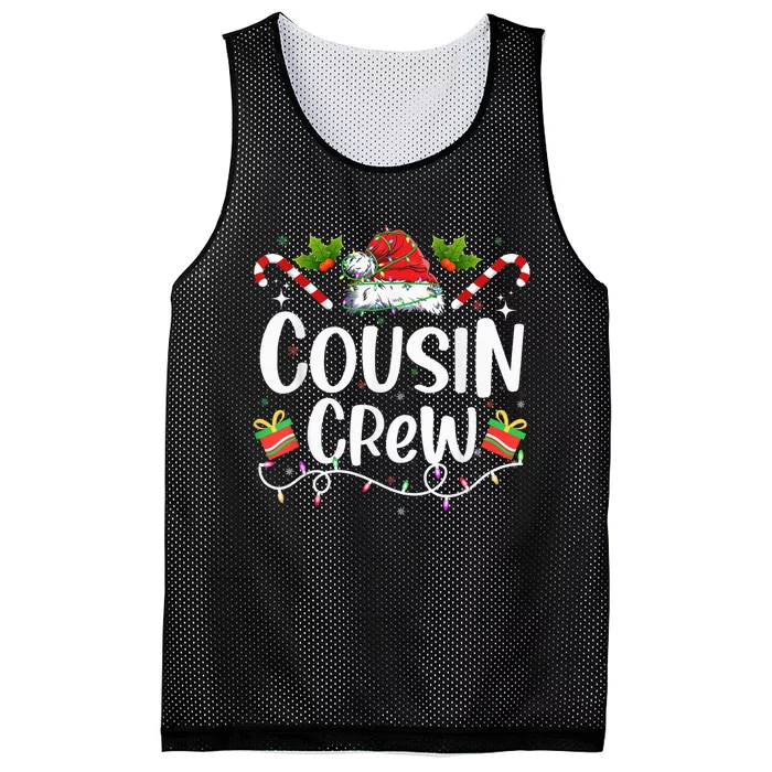 Cousin Crew Funny Christmas Santa hat Xmas Light Decorated Mesh Reversible Basketball Jersey Tank