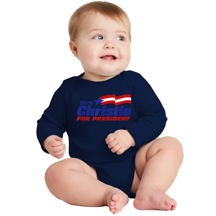 Chris Christie For President 2024 Election Baby Long Sleeve Bodysuit