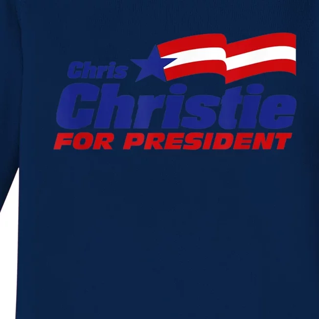 Chris Christie For President 2024 Election Baby Long Sleeve Bodysuit