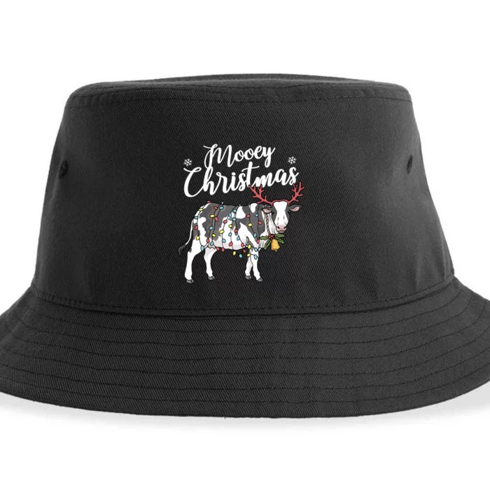 Cow Christmas Funny Mooey Xmas Lights Sustainable Bucket Hat