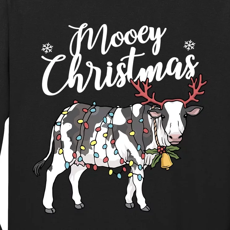 Cow Christmas Funny Mooey Xmas Lights Tall Long Sleeve T-Shirt