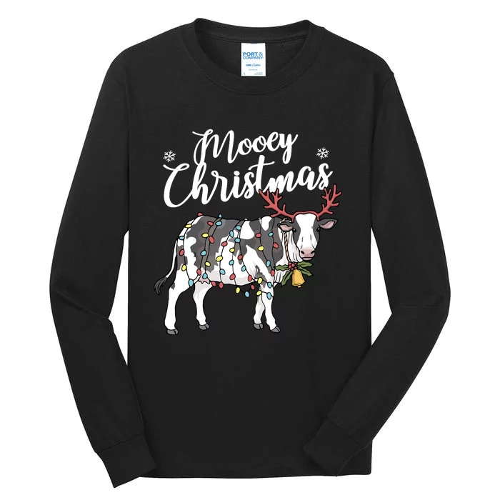 Cow Christmas Funny Mooey Xmas Lights Tall Long Sleeve T-Shirt