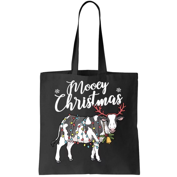 Cow Christmas Funny Mooey Xmas Lights Tote Bag